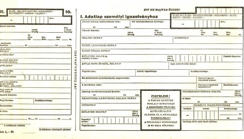 Személyigazolvány adatkérő lap