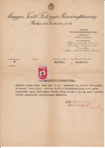 Szolgálati bizonyitvány Szolgálati bizonyitvány