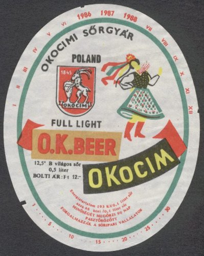 Táncos sörcímke Okocimi 1986 Táncos sörcímke Okocimi 1986