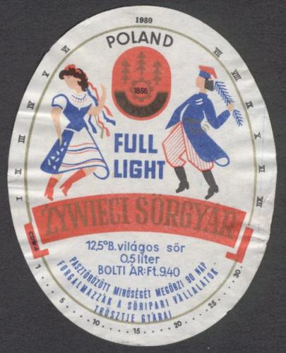 Táncos sörcímke Zywieci 1980