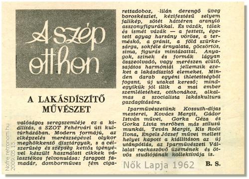 A szép otthon újságcikk A szép otthon újságcikk
