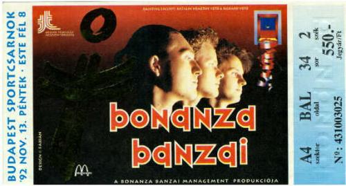 Bonanza Banzai koncertjegy Bonanza Banzai koncertjegy