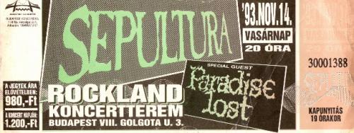 Sepultura koncertjegy
