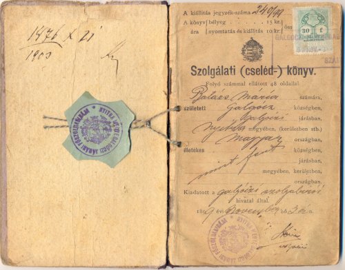 Cselédkönyv Cselédkönyv