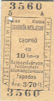 Dolgozók hetijegye (kéregjegy) Dolgozók hetijegye (kéregjegy)