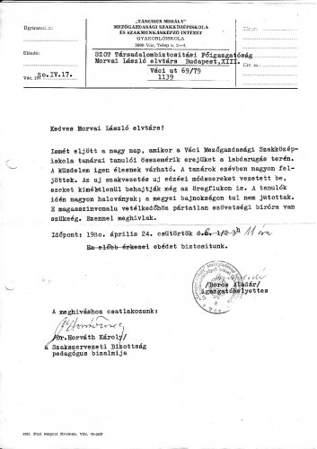 Meghivó tanár-diák meccs vezetésére