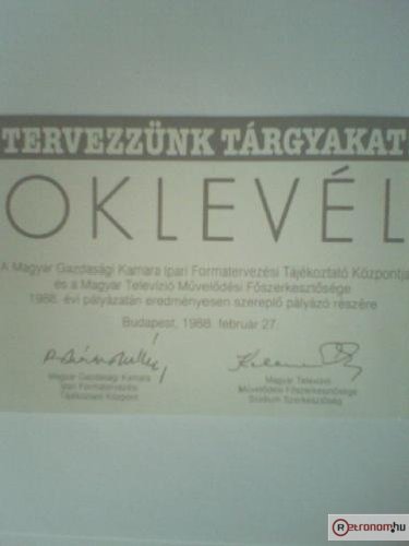Tervezzünk tárgyakat oklevél Tervezzünk tárgyakat oklevél