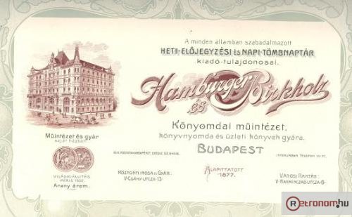 Hamburger és Birkholz könynyomdai müintézete Hamburger és Birkholz könynyomdai müintézete