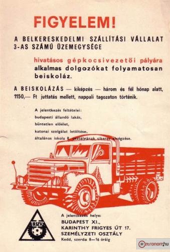 Gepkocsivezetői beiskolázás Gepkocsivezetői beiskolázás