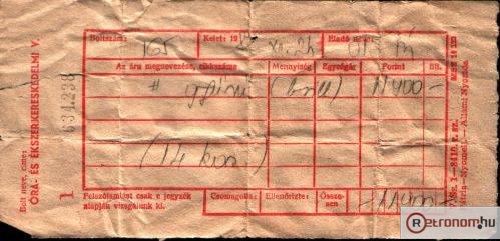 Óra-Ékszer számla
