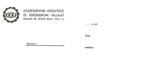 A Középgépipari Készletező és Kereskedelmi Vállalat céges levélpapírjának fejléce A Középgépipari Készletező és Kereskedelmi Vállalat céges levélpapírjának fejléce
