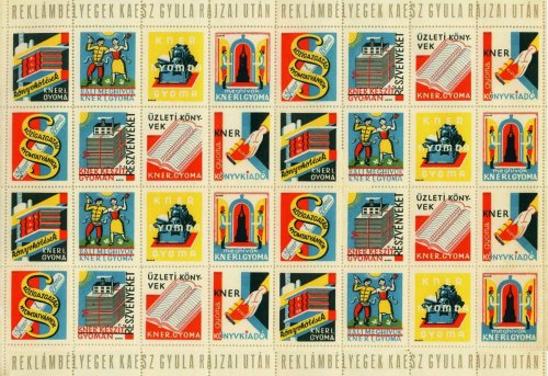 Raklámbélyegek Kaesz Gyula rajzaival