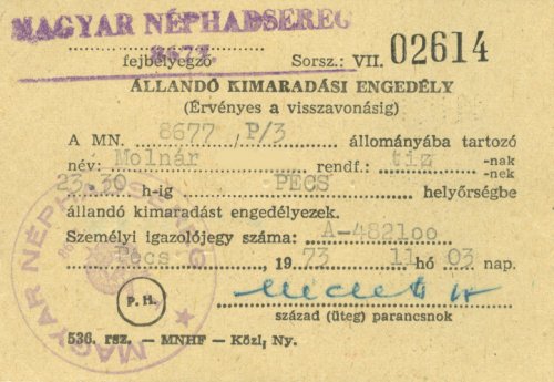 Állandó kimaradási engedély Állandó kimaradási engedély