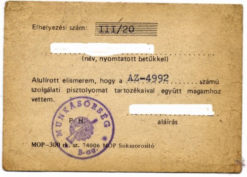 Munkásőr fegyver helyettesítő karton Munkásőr fegyver helyettesítő karton
