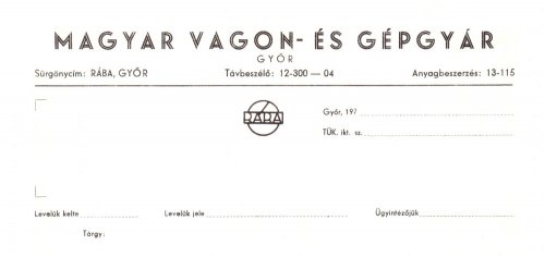 A Magyar Vagon- és Gépgyár céges levélpapírjának fejléce