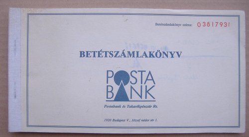 Postabank betétkönyv