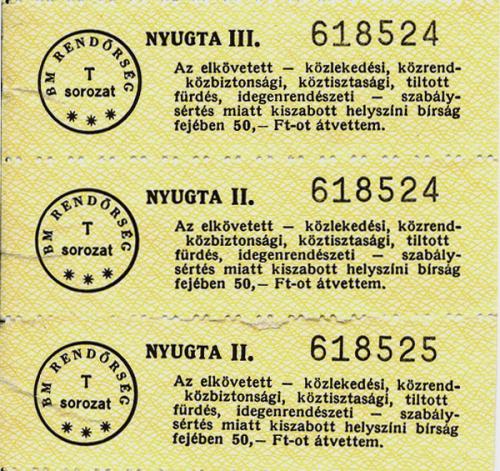 Rendőrségi büntető nyugta