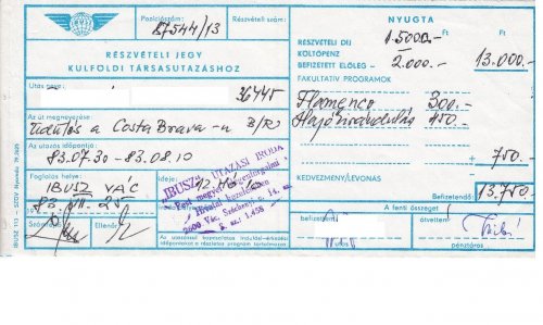 Ibusz részvételi jegy - Málta