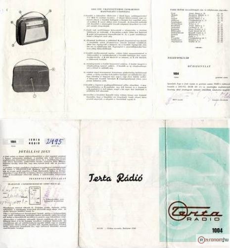 Terta rádió 1004 jótállási jegy Terta rádió 1004 jótállási jegy
