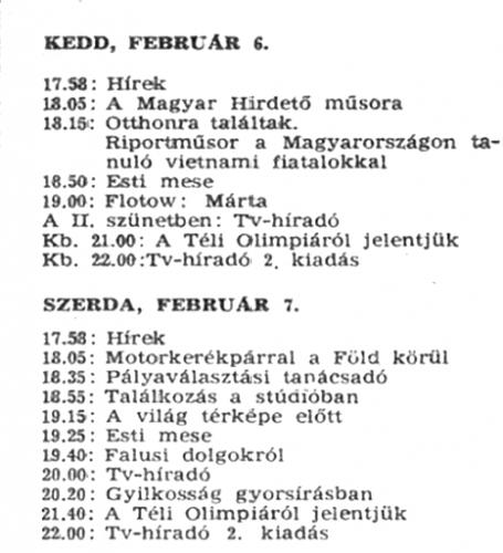 Televízió műsor 1968