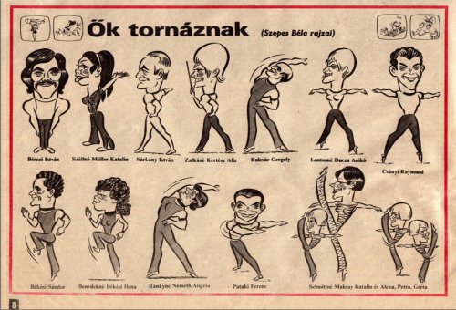 Tv torna - Ők tornáznak (Szepes Béla rajzai) - karikatúra Tv torna - Ők tornáznak (Szepes Béla rajzai) - karikatúra