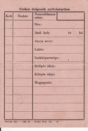 Fizikai dolgozók nyilvántartása