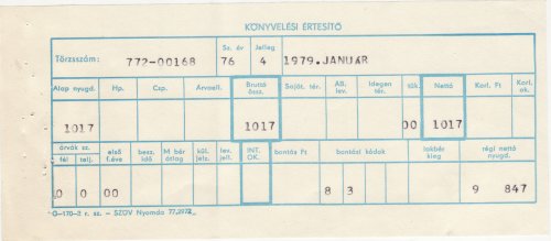 Könyvelési értesitő Könyvelési értesitő