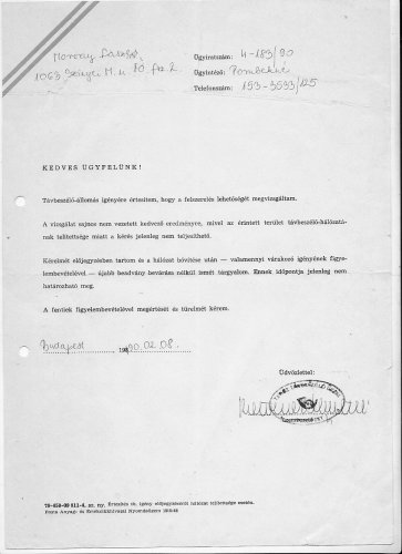 Telefon igénylés elutasitása