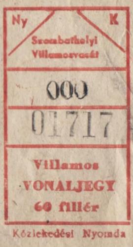 Szombathelyi villamos vonaljegy