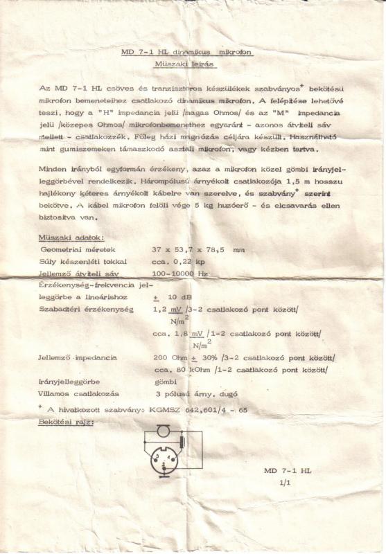 A mikrofon leírásának 1. oldala
